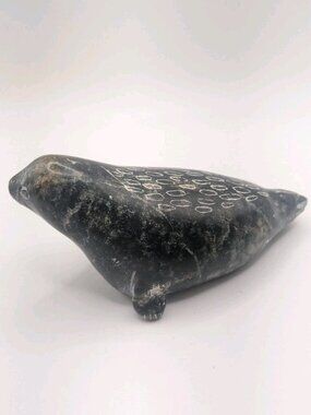 Inuit Soapstone Seal Carving – Nunavut Canada Origin – Unsigned – 5" Sculpture